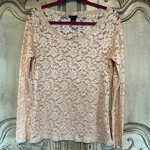Moda International Lace Long Sleeve Top Size XL